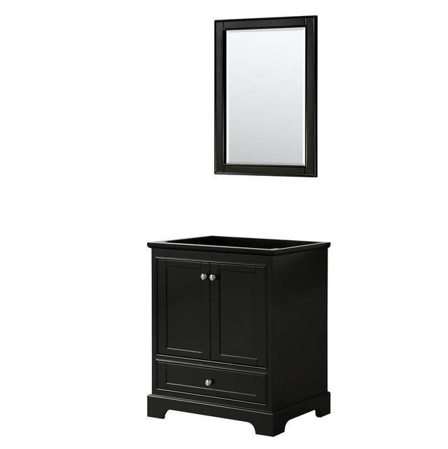 Wyndham Collection - Deborah 30 Inch Single Bathroom Vanity in Dark Espresso, No Countertop, No Sink, and 24 Inch Mirror - Dark Espresso