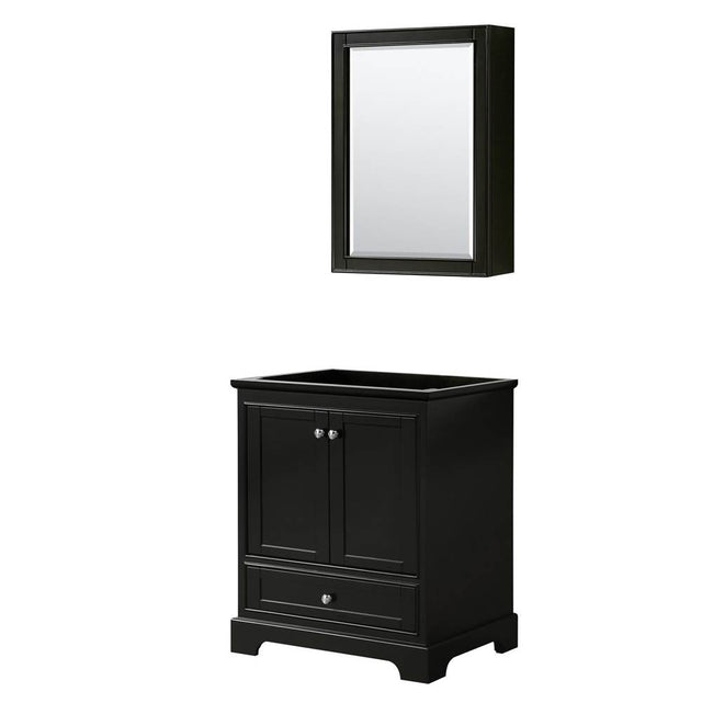 Wyndham Collection - Deborah 30 Inch Single Bathroom Vanity in Dark Espresso, No Countertop, No Sink, and Medicine Cabinet - Dark Espresso