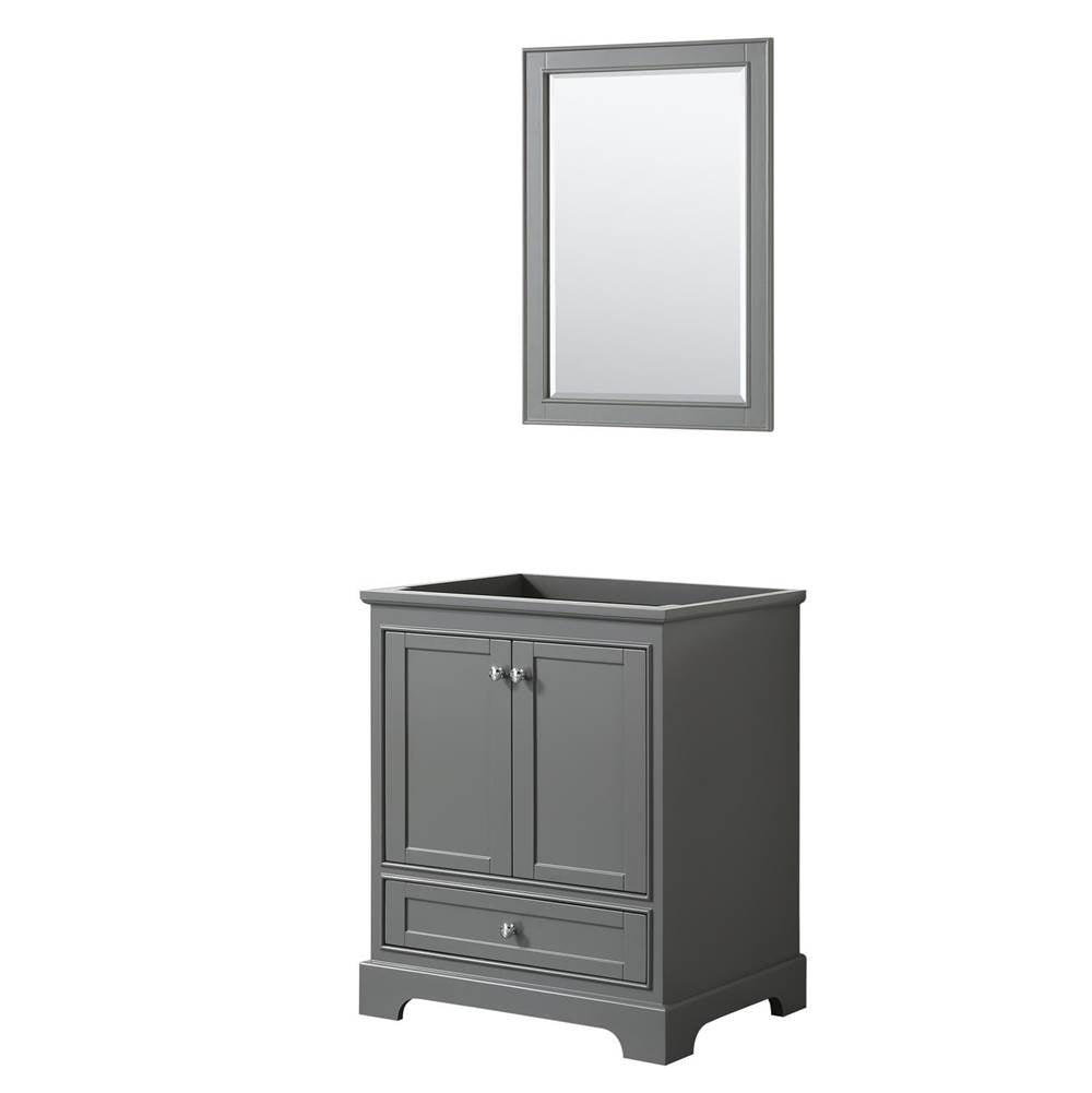 Wyndham Collection - Deborah 30 Inch Single Bathroom Vanity in Dark Gray, No Countertop, No Sink, and 24 Inch Mirror - Dark Gray
