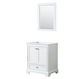 Wyndham Collection - Deborah 30 Inch Single Bathroom Vanity in White, No Countertop, No Sink, and 24 Inch Mirror - White