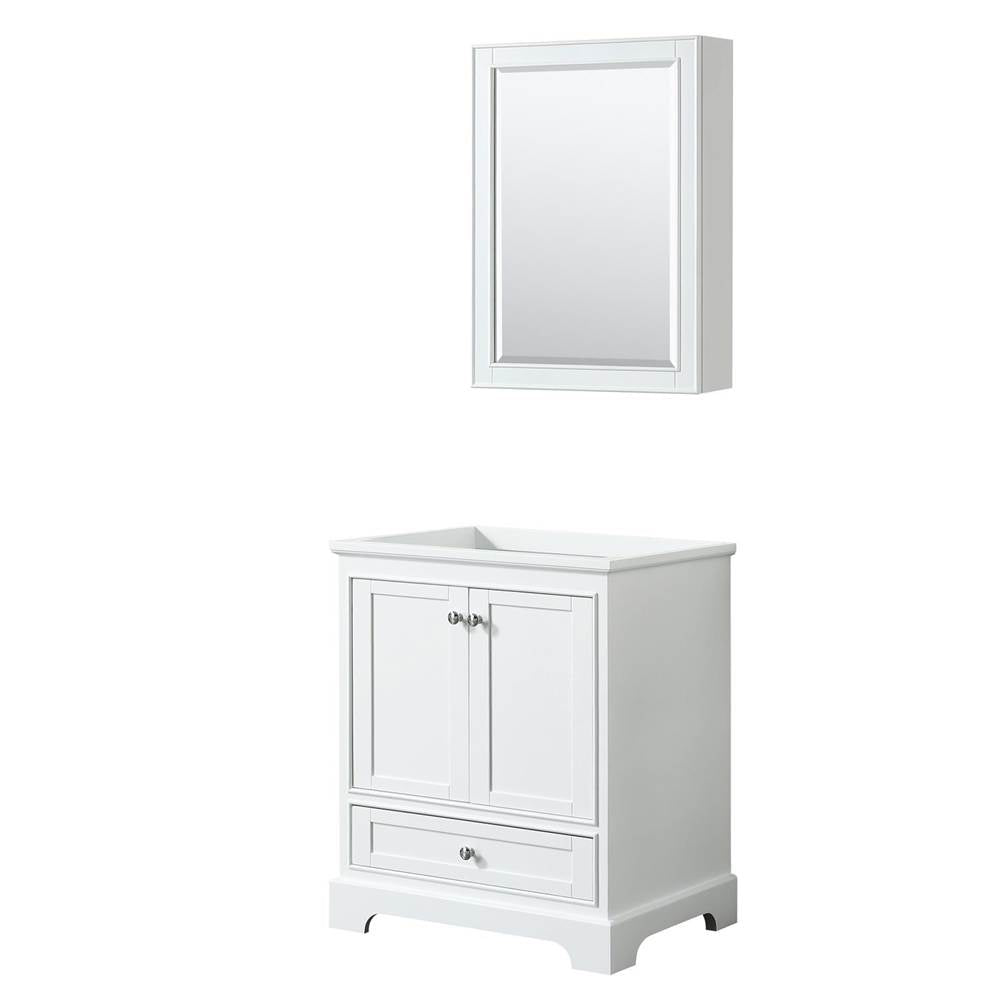 Wyndham Collection - Deborah 30 Inch Single Bathroom Vanity in White, No Countertop, No Sink, and Medicine Cabinet - White