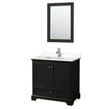 Wyndham Collection - Deborah 36 Inch Single Bathroom Vanity in Dark Espresso, Carrara Cultured Marble Countertop, Undermount Square Sink, 24 Inch Mirror