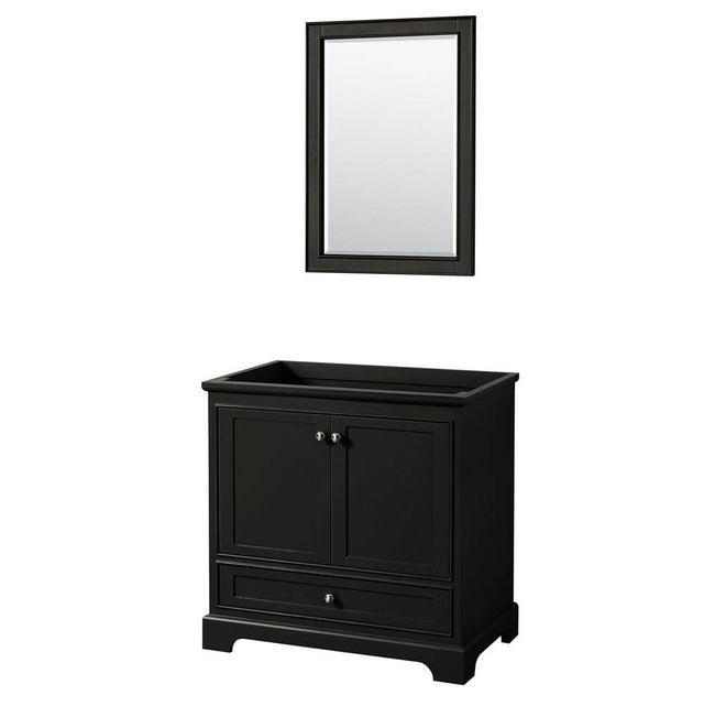 Wyndham Collection - Deborah 36 Inch Single Bathroom Vanity in Dark Espresso, No Countertop, No Sink, and 24 Inch Mirror - Dark Espresso