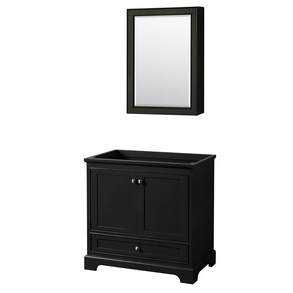 Wyndham Collection - Deborah 36 Inch Single Bathroom Vanity in Dark Espresso, No Countertop, No Sink, and Medicine Cabinet - Dark Espresso