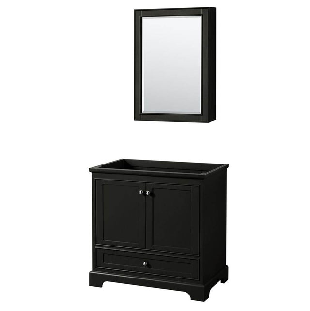 Wyndham Collection - Deborah 36 Inch Single Bathroom Vanity in Dark Espresso, No Countertop, No Sink, and Medicine Cabinet - Dark Espresso