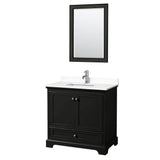 Wyndham Collection - Deborah 36 Inch Single Bathroom Vanity in Dark Espresso, White Cultured Marble Countertop, Undermount Square Sink, 24 Inch Mirror