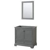 Wyndham Collection - Deborah 36 Inch Single Bathroom Vanity in Dark Gray, No Countertop, No Sink, and 24 Inch Mirror - Dark Gray