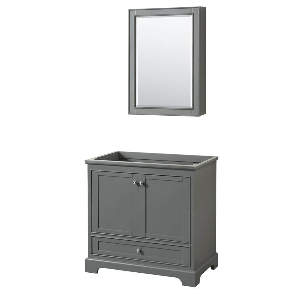 Wyndham Collection - Deborah 36 Inch Single Bathroom Vanity in Dark Gray, No Countertop, No Sink, and Medicine Cabinet - Dark Gray