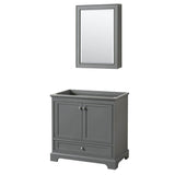 Wyndham Collection - Deborah 36 Inch Single Bathroom Vanity in Dark Gray, No Countertop, No Sink, and Medicine Cabinet - Dark Gray