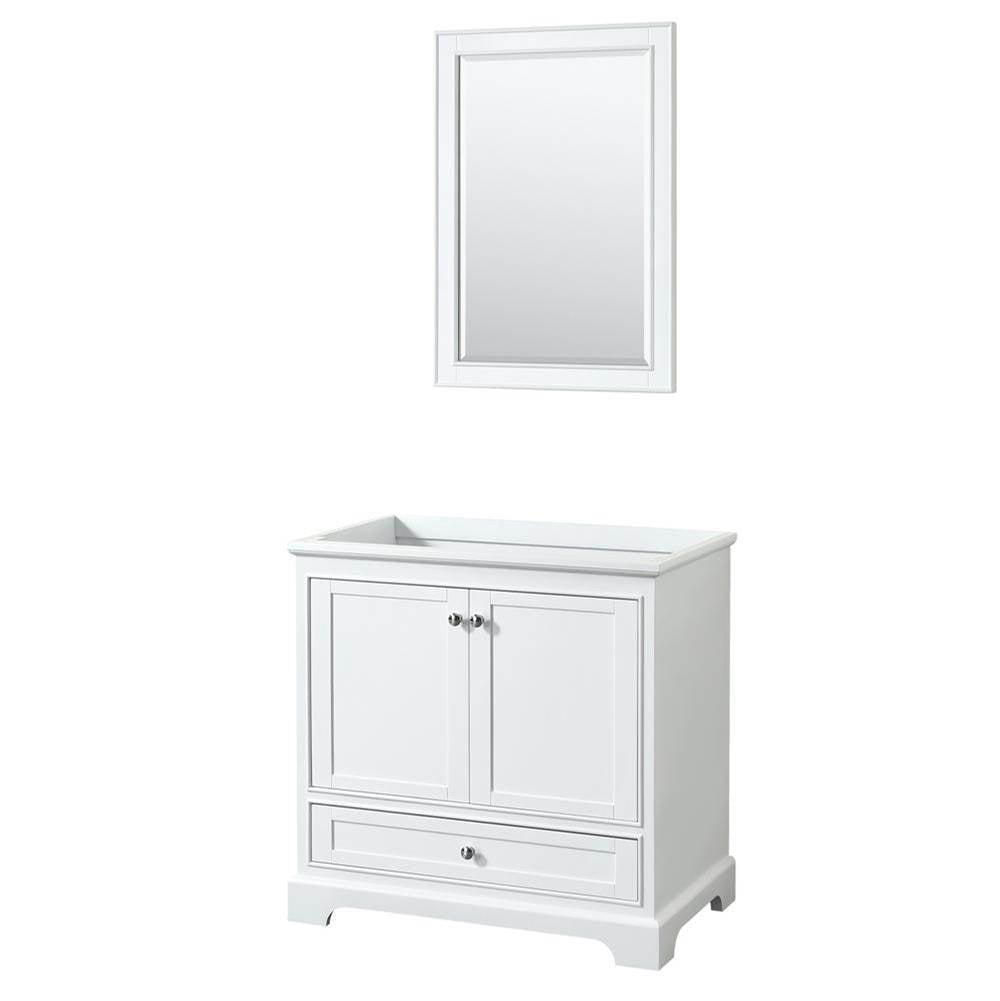 Wyndham Collection - Deborah 36 Inch Single Bathroom Vanity in White, No Countertop, No Sink, and 24 Inch Mirror - White