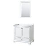 Wyndham Collection - Deborah 36 Inch Single Bathroom Vanity in White, No Countertop, No Sink, and 24 Inch Mirror - White