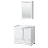 Wyndham Collection - Deborah 36 Inch Single Bathroom Vanity in White, No Countertop, No Sink, and Medicine Cabinet - White