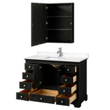 Deborah 48 Inch Single Bathroom Vanity in Dark Espresso, Carrara Cultured Marble Countertop, Undermount Square Sink, Medicine Cabinet