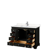 Deborah 48 Inch Single Bathroom Vanity in Dark Espresso, Carrara Cultured Marble Countertop, Undermount Square Sink, No Mirror