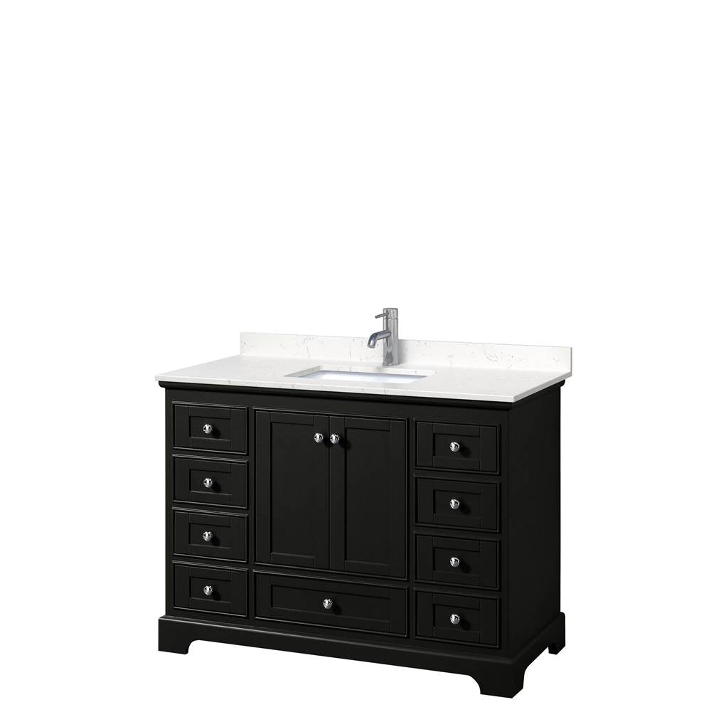 Wyndham Collection - Deborah 48 Inch Single Bathroom Vanity in Dark Espresso, Carrara Cultured Marble Countertop, Undermount Square Sink, No Mirror