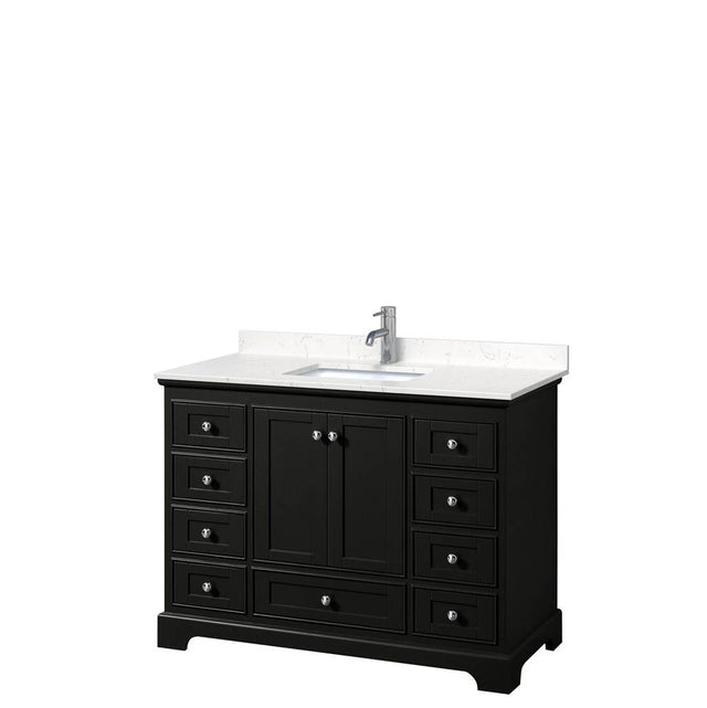 Wyndham Collection - Deborah 48 Inch Single Bathroom Vanity in Dark Espresso, Carrara Cultured Marble Countertop, Undermount Square Sink, No Mirror