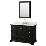 Wyndham Collection - Deborah 48 Inch Single Bathroom Vanity in Dark Espresso, White Carrara Marble Countertop, Undermount Oval Sink, and Medicine Cabinet - Dark Espresso