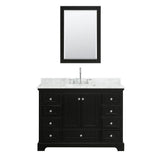 Deborah 48 Inch Single Bathroom Vanity in Dark Espresso, White Carrara Marble Countertop, Undermount Square Sink, and Medicine Cabinet