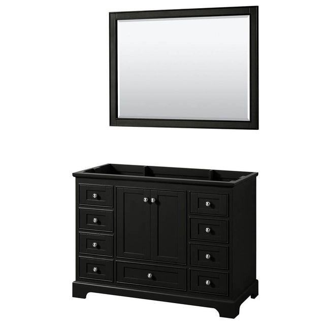 Wyndham Collection - Deborah 48 Inch Single Bathroom Vanity in Dark Espresso, No Countertop, No Sink, and 46 Inch Mirror - Dark Espresso