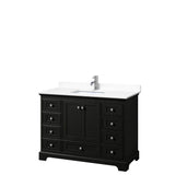 Wyndham Collection - Deborah 48 Inch Single Bathroom Vanity in Dark Espresso, White Cultured Marble Countertop, Undermount Square Sink, No Mirror