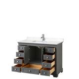 Deborah 48 Inch Single Bathroom Vanity in Dark Gray, Carrara Cultured Marble Countertop, Undermount Square Sink, No Mirror