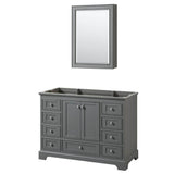 Wyndham Collection - Deborah 48 Inch Single Bathroom Vanity in Dark Gray, No Countertop, No Sink, and Medicine Cabinet - Dark Gray