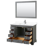 Deborah 48 Inch Single Bathroom Vanity in Dark Gray, White Cultured Marble Countertop, Undermount Square Sink, 46 Inch Mirror