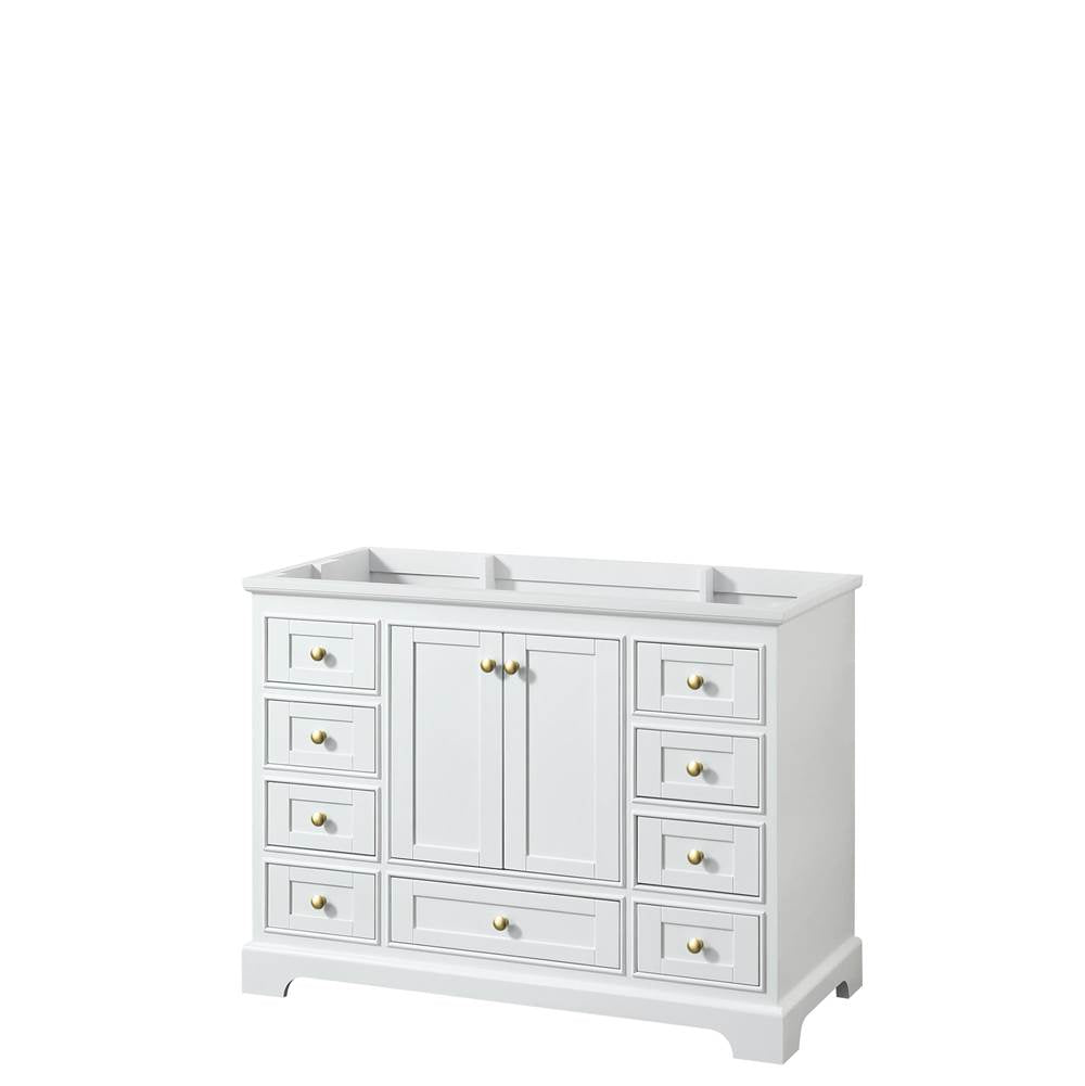 Wyndham Collection - Deborah 48 Inch Single Bathroom Vanity in White, No Countertop, No Sink, Brushed Gold Trim, No Mirror