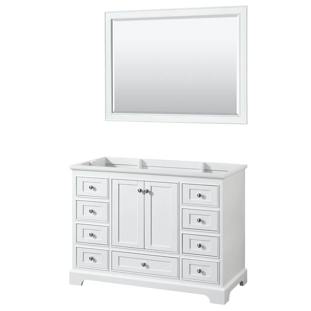Wyndham Collection - Deborah 48 Inch Single Bathroom Vanity in White, No Countertop, No Sink, and 46 Inch Mirror - White