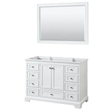 Wyndham Collection - Deborah 48 Inch Single Bathroom Vanity in White, No Countertop, No Sink, and 46 Inch Mirror - White