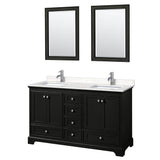 Wyndham Collection - Deborah 60 Inch Double Bathroom Vanity in Dark Espresso, Carrara Cultured Marble Countertop, Undermount Square Sinks, 24 Inch Mirrors