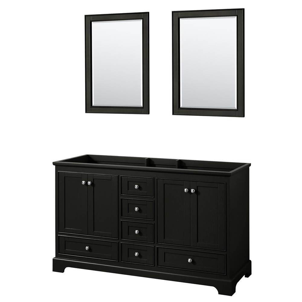 Wyndham Collection - Deborah 60 Inch Double Bathroom Vanity in Dark Espresso, No Countertop, No Sinks, and 24 Inch Mirrors - Dark Espresso