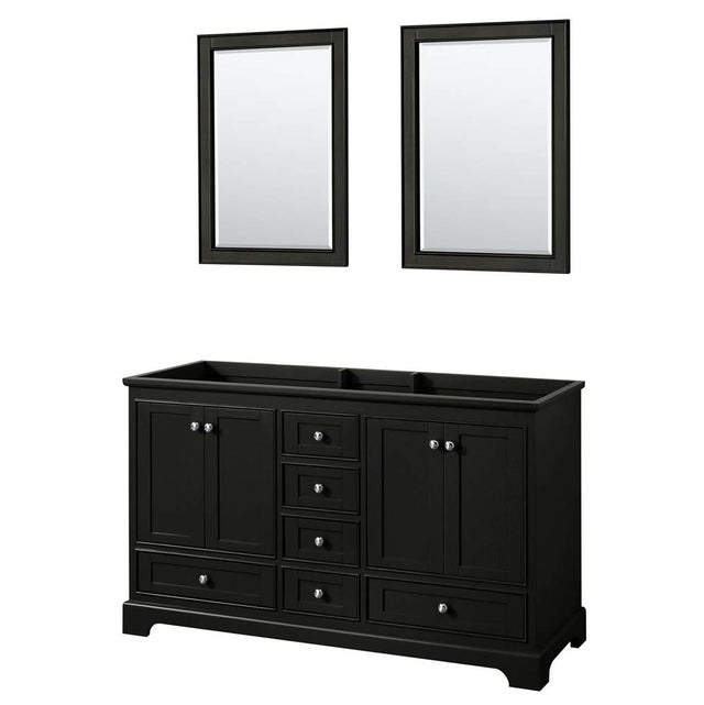 Wyndham Collection - Deborah 60 Inch Double Bathroom Vanity in Dark Espresso, No Countertop, No Sinks, and 24 Inch Mirrors - Dark Espresso