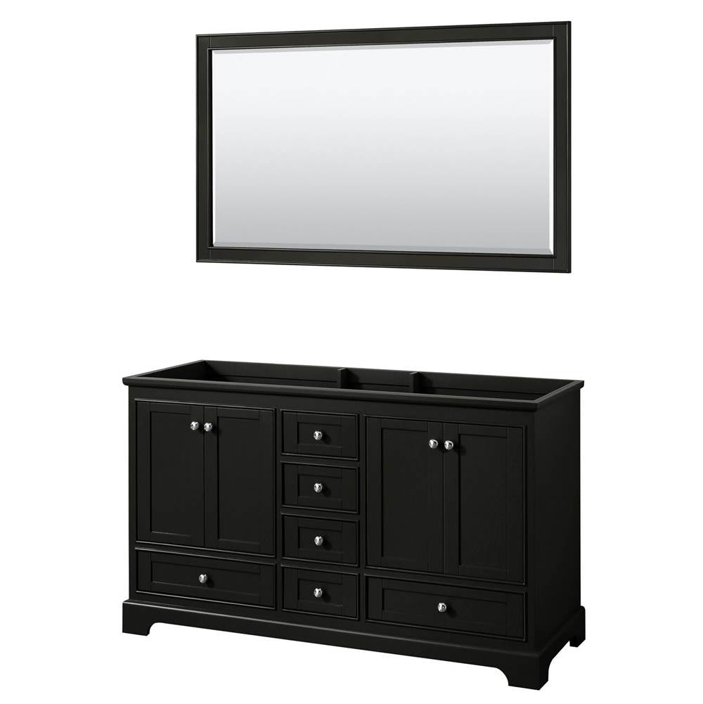 Wyndham Collection - Deborah 60 Inch Double Bathroom Vanity in Dark Espresso, No Countertop, No Sinks, and 58 Inch Mirror - Dark Espresso