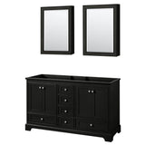 Wyndham Collection - Deborah 60 Inch Double Bathroom Vanity in Dark Espresso, No Countertop, No Sinks, and Medicine Cabinets - Dark Espresso