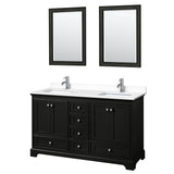 Wyndham Collection - Deborah 60 Inch Double Bathroom Vanity in Dark Espresso, White Cultured Marble Countertop, Undermount Square Sinks, 24 Inch Mirrors