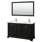 Wyndham Collection - Deborah 60 Inch Double Bathroom Vanity in Dark Espresso, White Cultured Marble Countertop, Undermount Square Sinks, 58 Inch Mirror