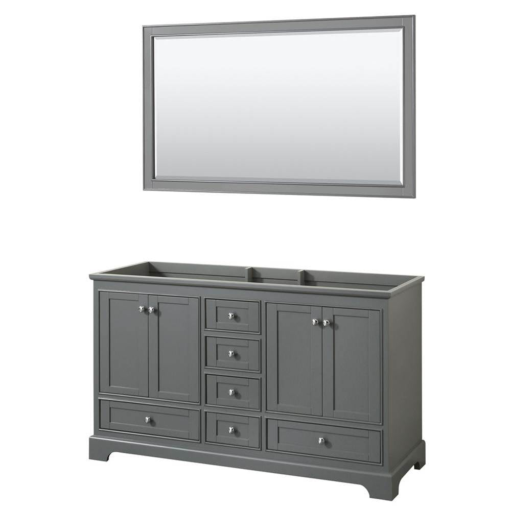 Wyndham Collection - Deborah 60 Inch Double Bathroom Vanity in Dark Gray, No Countertop, No Sinks, and 58 Inch Mirror - Dark Gray
