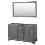 Wyndham Collection - Deborah 60 Inch Double Bathroom Vanity in Dark Gray, No Countertop, No Sinks, and 58 Inch Mirror - Dark Gray
