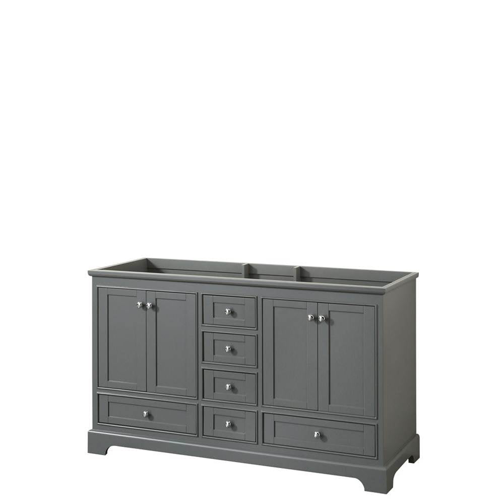 Wyndham Collection - Deborah 60 Inch Double Bathroom Vanity in Dark Gray, No Countertop, No Sinks, and No Mirror - Dark Gray
