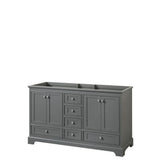 Wyndham Collection - Deborah 60 Inch Double Bathroom Vanity in Dark Gray, No Countertop, No Sinks, and No Mirror - Dark Gray