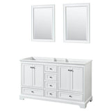 Wyndham Collection - Deborah 60 Inch Double Bathroom Vanity in White, No Countertop, No Sinks, and 24 Inch Mirrors - White
