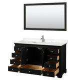 Deborah 60 Inch Single Bathroom Vanity in Dark Espresso, Carrara Cultured Marble Countertop, Undermount Square Sink, 58 Inch Mirror