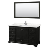 Wyndham Collection - Deborah 60 Inch Single Bathroom Vanity in Dark Espresso, Carrara Cultured Marble Countertop, Undermount Square Sink, 58 Inch Mirror