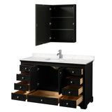 Deborah 60 Inch Single Bathroom Vanity in Dark Espresso, Carrara Cultured Marble Countertop, Undermount Square Sink, Medicine Cabinet