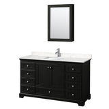 Wyndham Collection - Deborah 60 Inch Single Bathroom Vanity in Dark Espresso, Carrara Cultured Marble Countertop, Undermount Square Sink, Medicine Cabinet