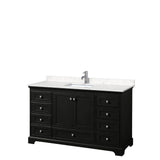 Wyndham Collection - Deborah 60 Inch Single Bathroom Vanity in Dark Espresso, Carrara Cultured Marble Countertop, Undermount Square Sink, No Mirror