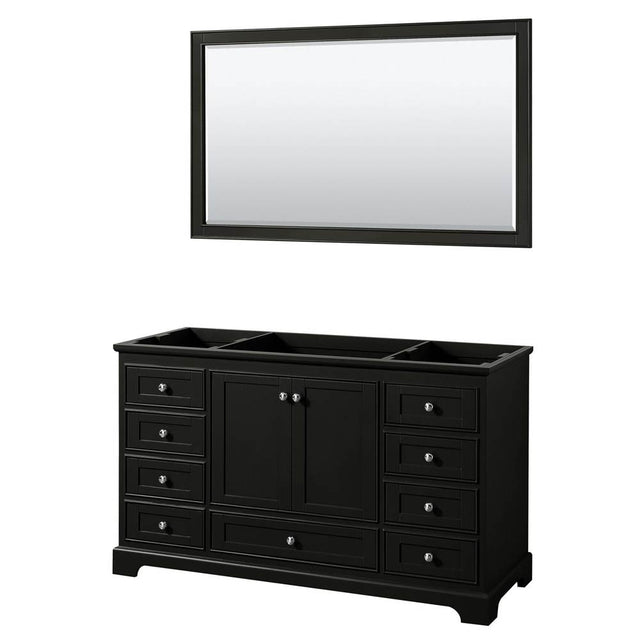 Wyndham Collection - Deborah 60 Inch Single Bathroom Vanity in Dark Espresso, No Countertop, No Sink, and 58 Inch Mirror - Dark Espresso