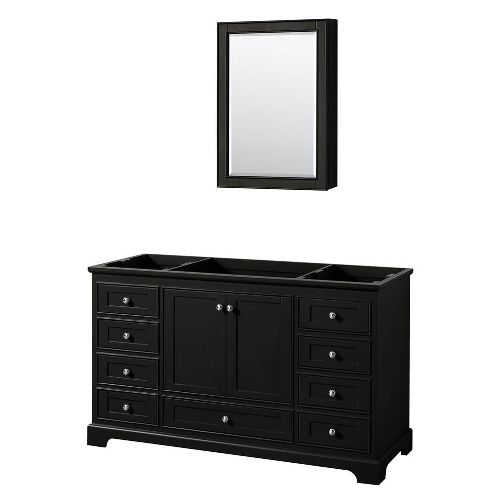 Wyndham Collection - Deborah 60 Inch Single Bathroom Vanity in Dark Espresso, No Countertop, No Sink, and Medicine Cabinet - Dark Espresso