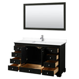 Deborah 60 Inch Single Bathroom Vanity in Dark Espresso, White Cultured Marble Countertop, Undermount Square Sink, 58 Inch Mirror